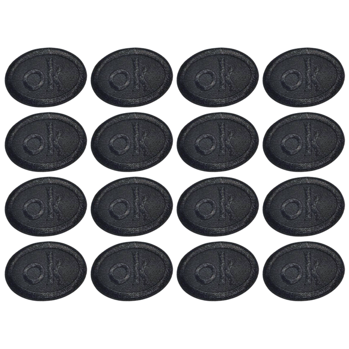 Аппликация для одежды нашивка №126 ОК овал черный 9шт/4х5см