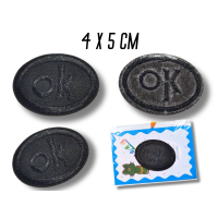 Аппликация для одежды нашивка №126 ОК овал черный 9шт/4х5см