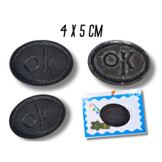 Аплікація для одягу нашивка №126 ОК овал чорний 9шт/4х5см