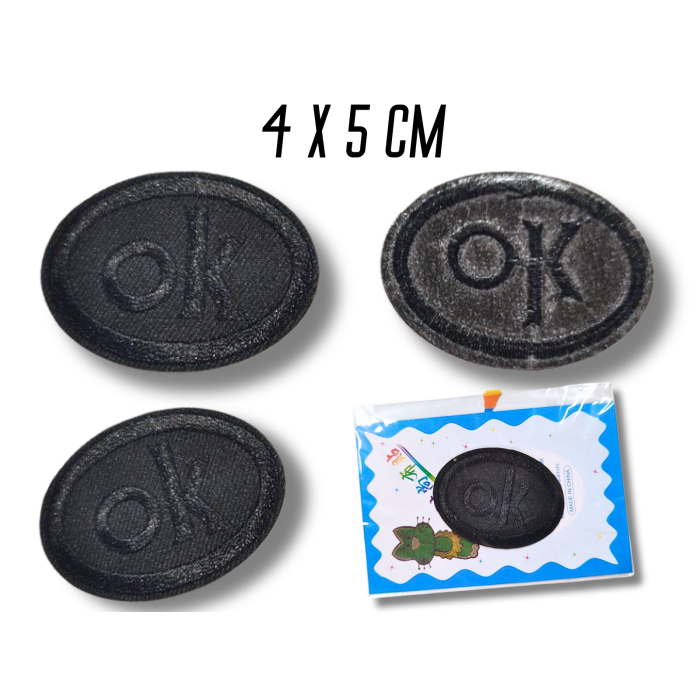 Аппликация для одежды нашивка №126 ОК овал черный 9шт/4х5см