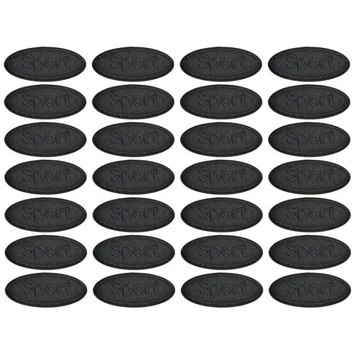 Аплікація для одягу нашивка №128 Sport чорний 9шт/5.5х2.5см