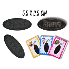 Нашивка для одежды №128 Sport черный 9шт/5.5х2.5см