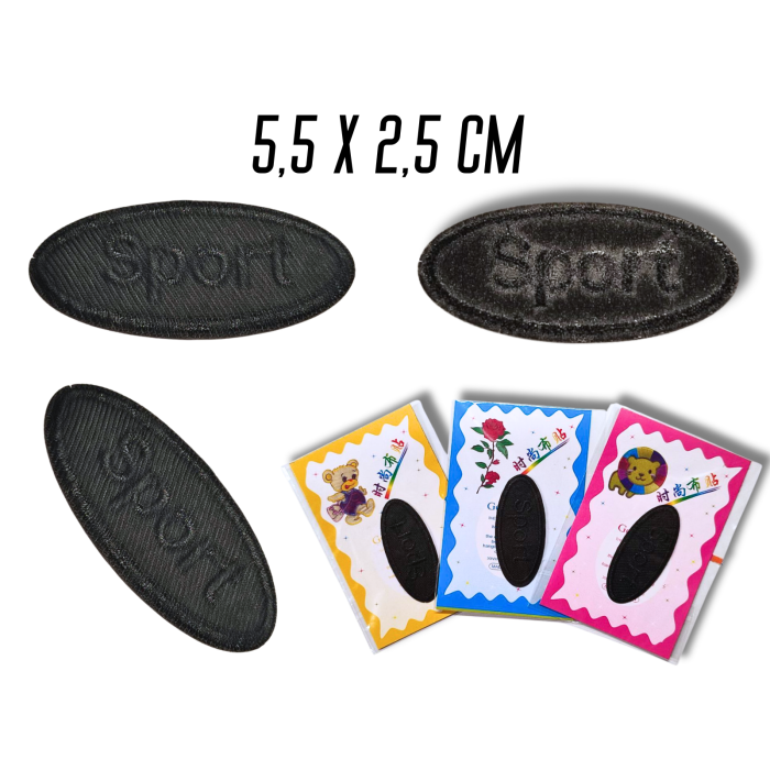 Нашивка для одежды №128 Sport черный 9шт/5.5х2.5см