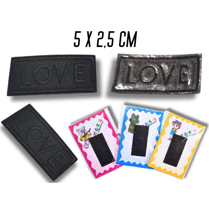 Нашивка для одежды №129 Love черный 9шт/5х2.5см