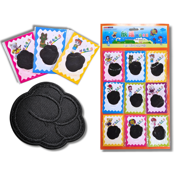 Аппликация для одежды нашивка №131 черная лапка 9шт/4.5х4см