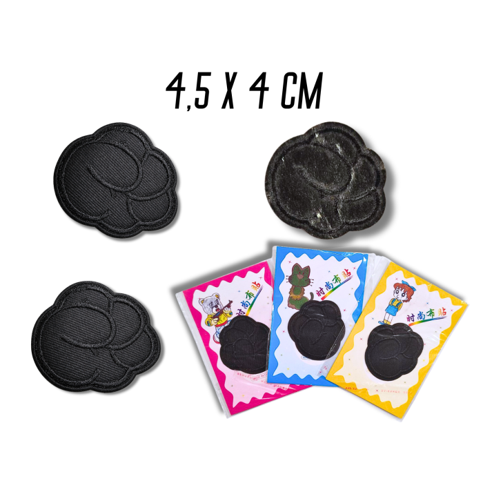 Аппликация для одежды нашивка №131 черная лапка 9шт/4.5х4см