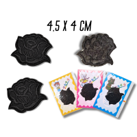 Аппликация для одежды нашивка №132 черная розочка 9шт/4.5х4см