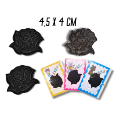 Аплікація для одягу нашивка №132 чорна трояндочка 9шт/4.5х4см