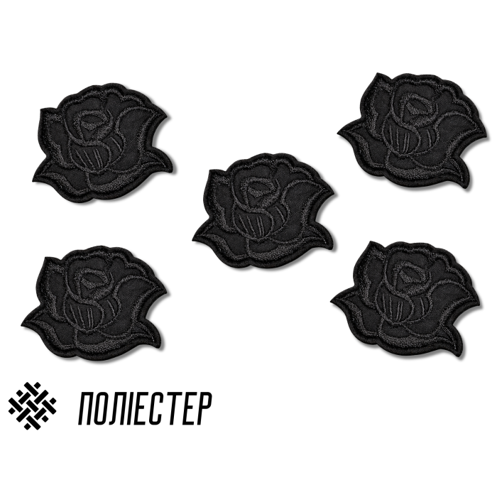 Аппликация для одежды нашивка №132 черная розочка 9шт/4.5х4см