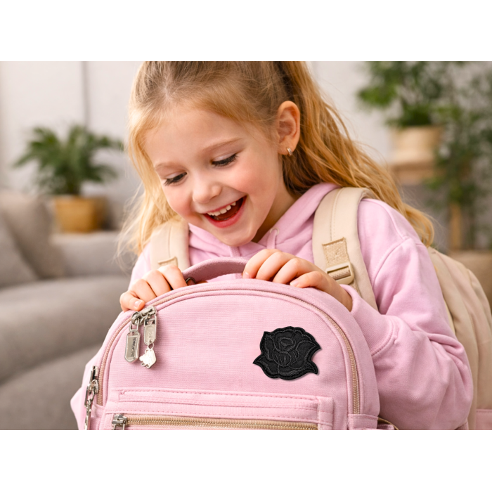 Аппликация для одежды нашивка №132 черная розочка 9шт/4.5х4см