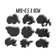 Аплікація для одягу нашивка №133 чорні квіти різні 9шт/max=6.5х8см