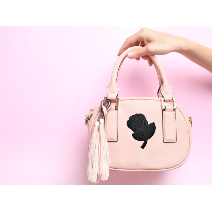 Аппликация для одежды нашивка №133 черные цветы разные 9шт/max=6.5х8см