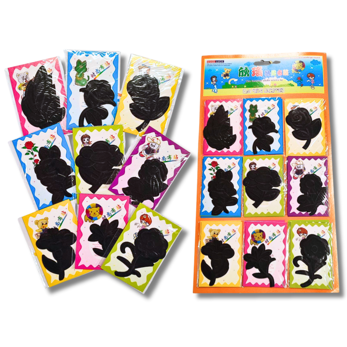 Аппликация для одежды нашивка №133 черные цветы разные 9шт/max=6.5х8см