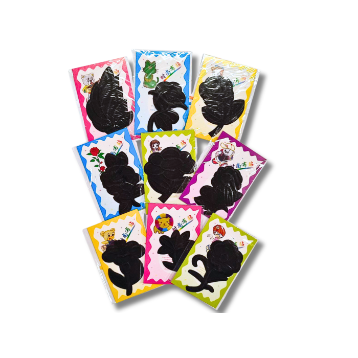 Аппликация для одежды нашивка №133 черные цветы разные 9шт/max=6.5х8см