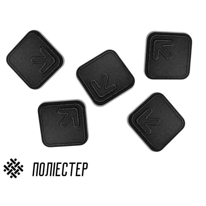 Аппликация для одежды нашивка №134 черные стрелки в квадрате 9шт/4.2х4.2см