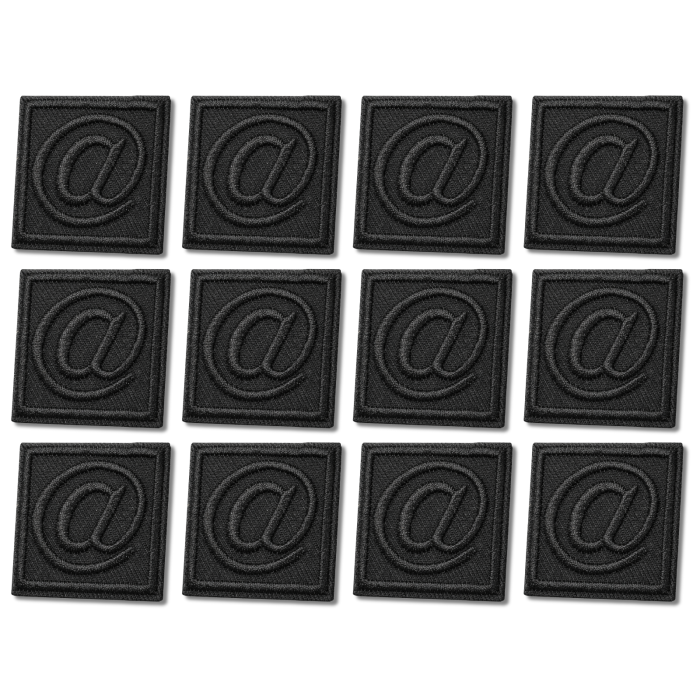 Аппликация для одежды нашивка №135 черный символ @ в квадрате 9шт/3,5х3,5см