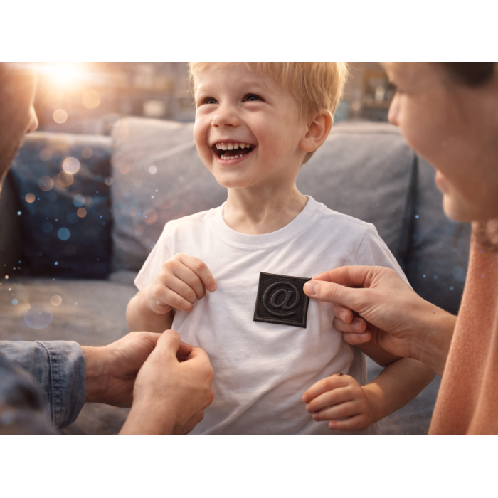 Аппликация для одежды нашивка №135 черный символ @ в квадрате 9шт/3,5х3,5см