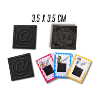 Аппликация для одежды нашивка №135 черный символ @ в квадрате 9шт/3,5х3,5см