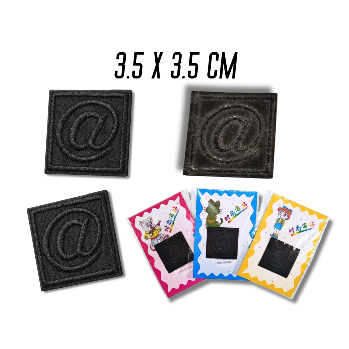 Аппликация для одежды нашивка №135 черный символ @ в квадрате 9шт/3,5х3,5см