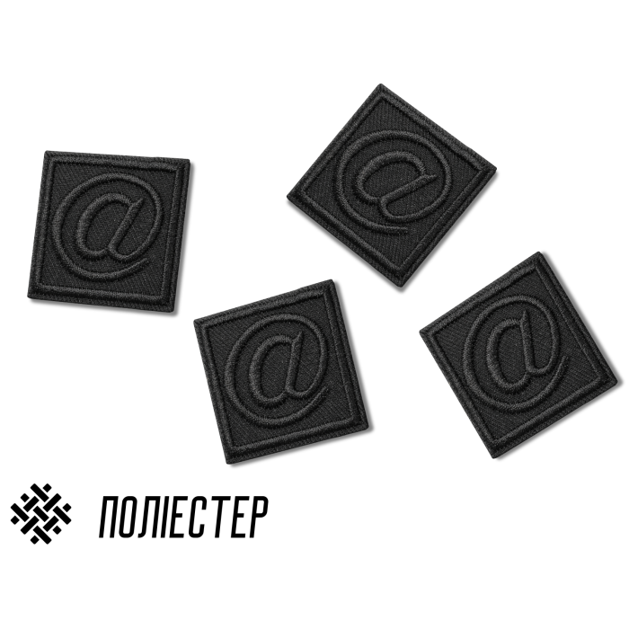 Аппликация для одежды нашивка №135 черный символ @ в квадрате 9шт/3,5х3,5см