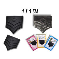 Аппликация для одежды нашивка №136 черный шеврон (звезда и полоски) 9шт/4х4см