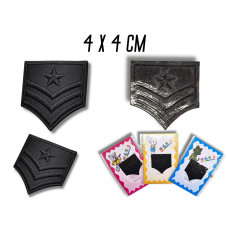 Аплікація для одягу нашивка №136 чорний шеврон (зірка та смужки) 9шт/4х4см