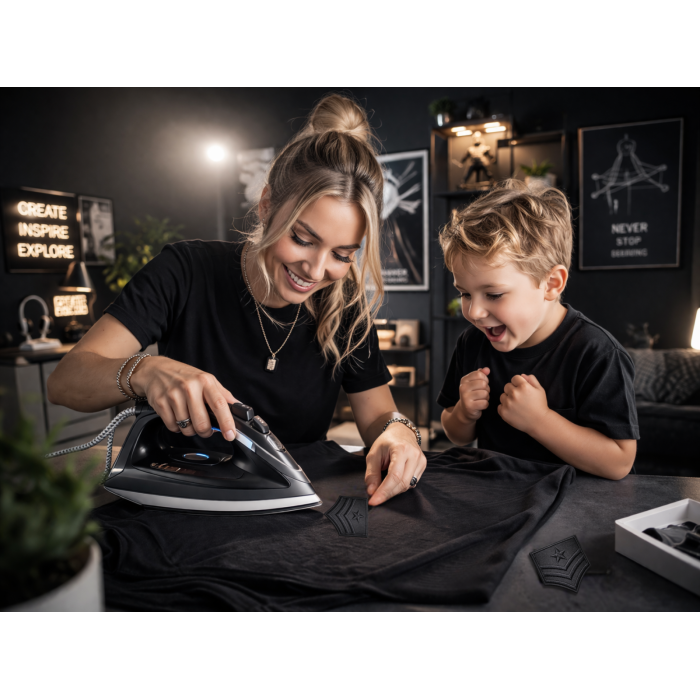 Аппликация для одежды нашивка №136 черный шеврон (звезда и полоски) 9шт/4х4см