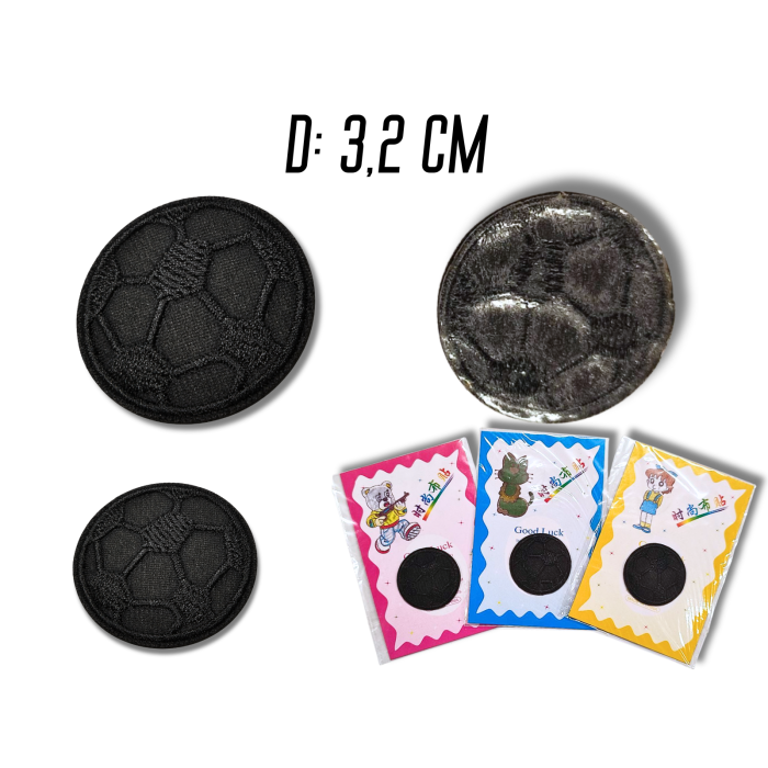 Аппликация для одежды нашивка №139 черный футбольный мяч 9шт/D:3,2см