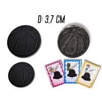 Аппликация для одежды нашивка №140 черный баскетбольный мяч 9шт/D:3,7см