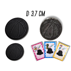 Аплікація для одягу нашивка №140 чорний баскетбольний м'яч 9шт/D:3,7см