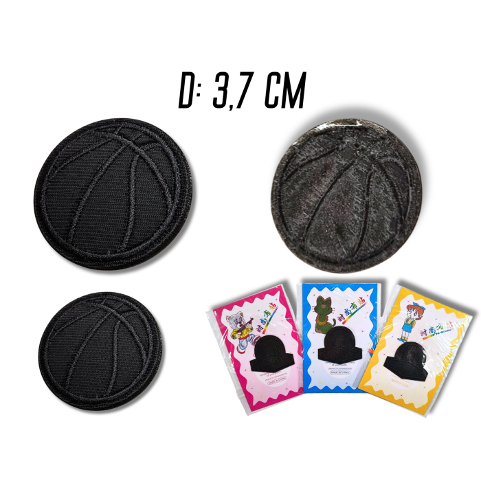 Аппликация для одежды нашивка №140 черный баскетбольный мяч 9шт/D:3,7см