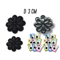 Аппликация для одежды нашивка №141 черная ромашка 9шт/D:3см