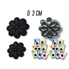 Аппликация для одежды нашивка №141 черная ромашка 9шт/D:3см