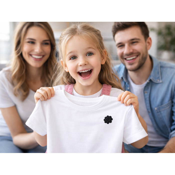 Аппликация для одежды нашивка №141 черная ромашка 9шт/D:3см