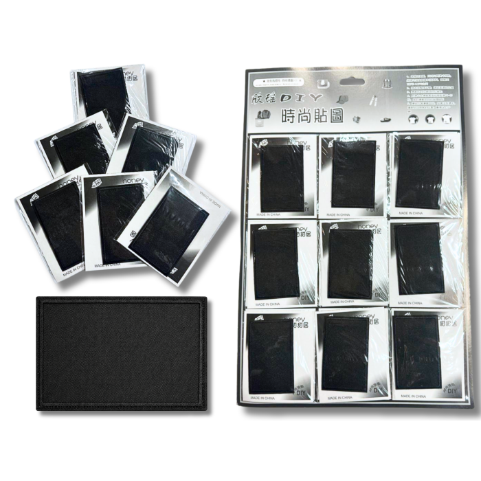 Аппликация для одежды нашивка №214 черный прямоугольник 9шт/8,4х5,4см