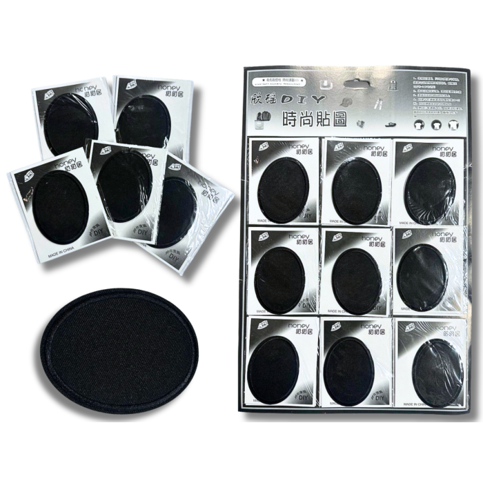 Аппликация для одежды нашивка №215 черный овал 9шт/8х6см