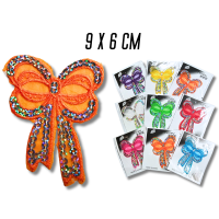 Аппликация для одежды нашивка №217 цветные бантики с паетками 9шт/9х6см