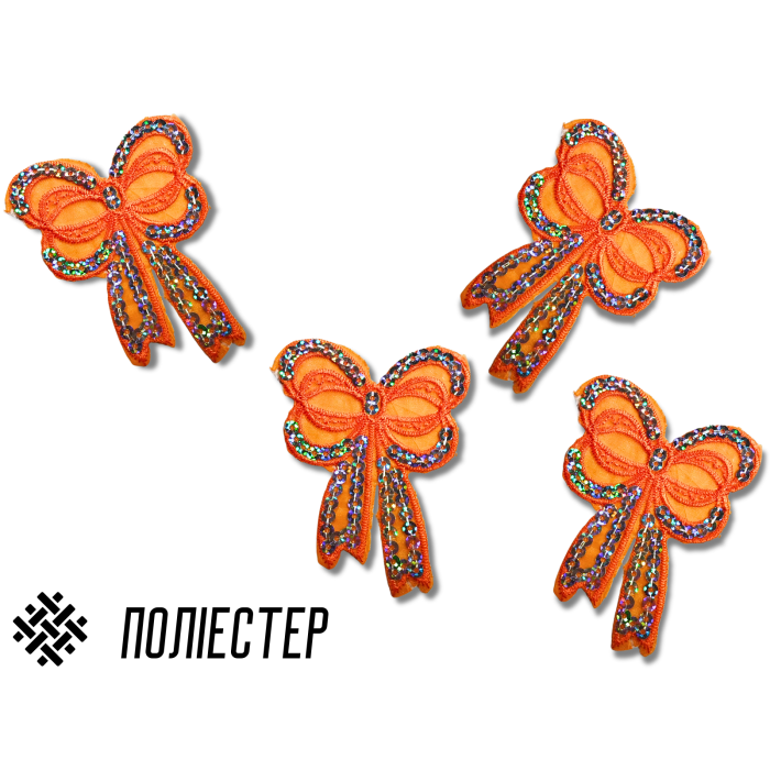 Аппликация для одежды нашивка №217 цветные бантики с паетками 9шт/9х6см
