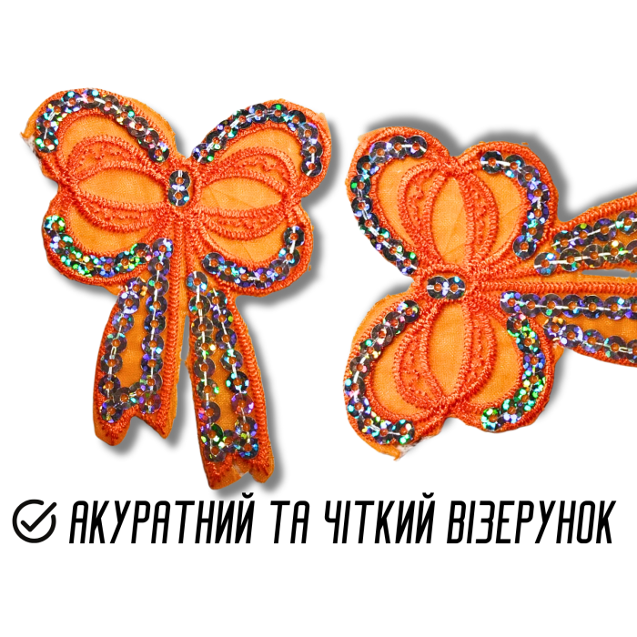 Аппликация для одежды нашивка №217 цветные бантики с паетками 9шт/9х6см