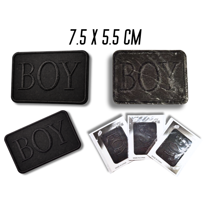 Аппликация для одежды нашивка №219 черный прямоугольник BOY 9шт/7.5х5.5см