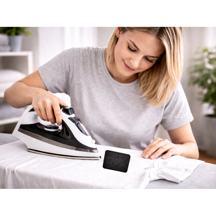 Аппликация для одежды нашивка №219 черный прямоугольник BOY 9шт/7.5х5.5см