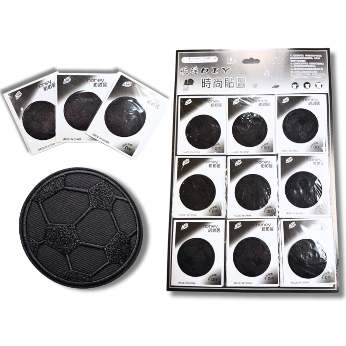 Аппликация для одежды нашивка №220 черный футбольный мяч 9шт/D:6см