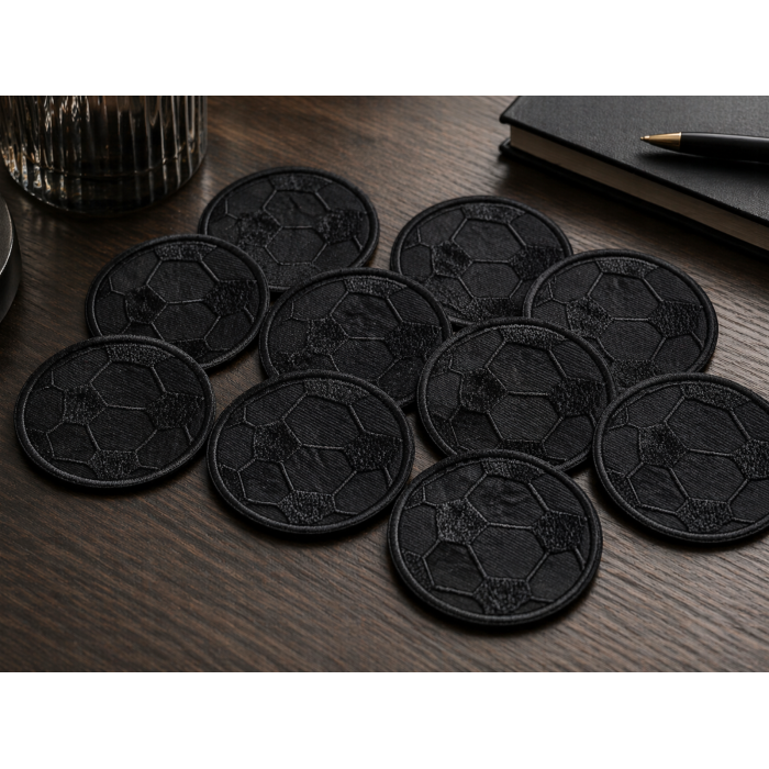 Аппликация для одежды нашивка №220 черный футбольный мяч 9шт/D:6см