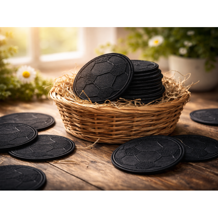 Аппликация для одежды нашивка №220 черный футбольный мяч 9шт/D:6см