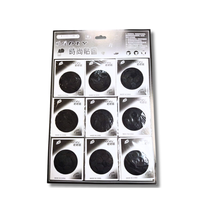 Аппликация для одежды нашивка №220 черный футбольный мяч 9шт/D:6см