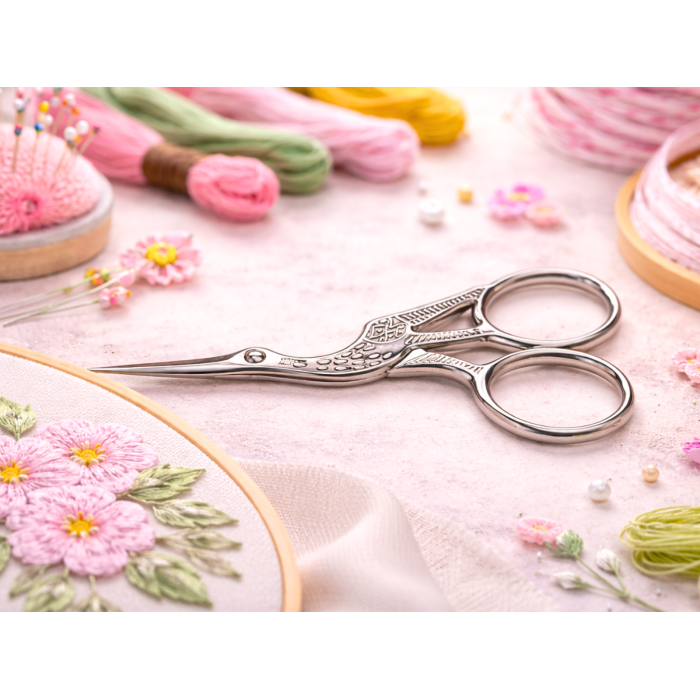 Ножницы "Чапля" для вышивания, рукоделия, серебристые 9,5 см