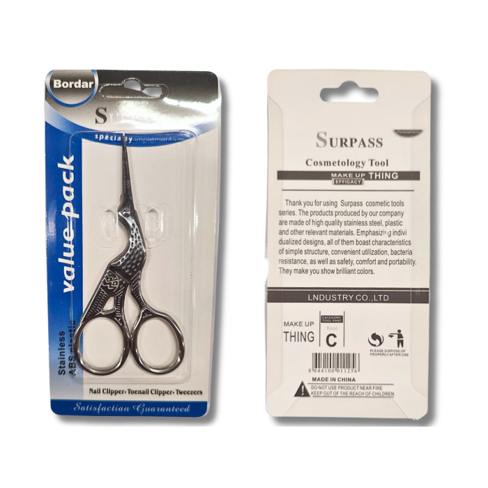 Ножницы "Чапля" для вышивания, рукоделия, серебристые 9,5 см