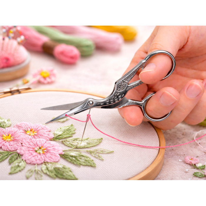 Ножницы "Чапля" для вышивания, рукоделия, серебристые 9,5 см