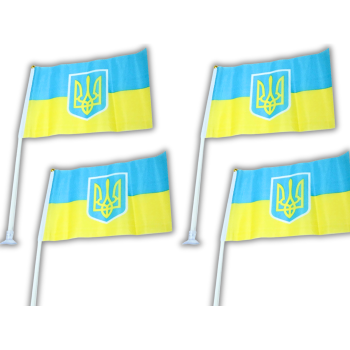 Прапорець на присосці двосторонній UKRAINE 14х21см