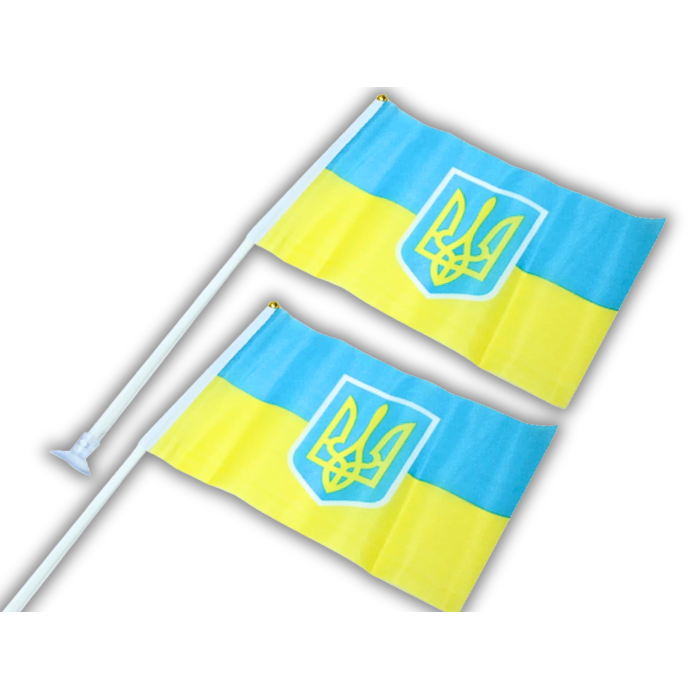 Прапорець на присосці двосторонній UKRAINE 14х21см